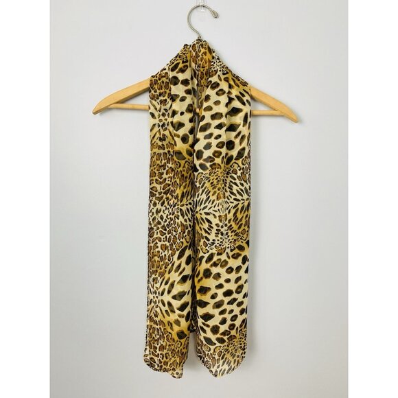 Leopard Print Women's Fashion Scarf, Lightweight Animal Print Scarf - Picture 1 of 5
